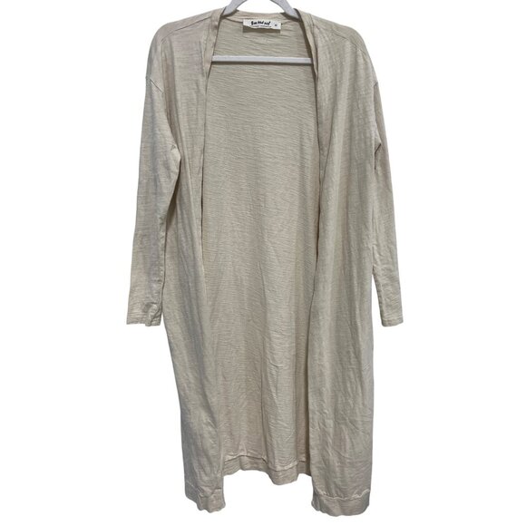 Three Bird Nest Duster Cardigan Size XL Open Front Long Sleeve Beige Tan Neutral - Picture 1 of 8